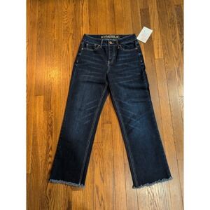 Hydraulic Murray Button Fly Womens Hi Rise‎ Stretch Jeans Fray Hem Sz 4 Cropped